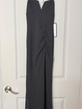 Emerald Sundae Black Notch Neck Slit Front Gown XS NWT Maxi Formal Dress